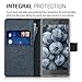 kwmobile Wallet Case for Sony Xperia X - Fabric and PU Leather Flip Cover with Card Slots and Stand - Dark Blue Black