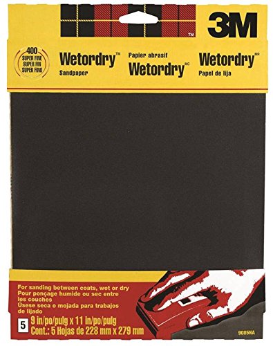 3M Wetordry Sandpaper, 9-Inch by 11-Inch, 400 Grit, 5-Sheet, 2 Pack