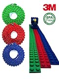 Tapemania - Building Block Tape For Lego MegaBloks Kre-O | Reusable Cuttable Silicone Strips | Safe Toy for Kids 3+ | 3M Self Adhesive Tape | 3 Colors 3.3ft per Roll | Best Educational Sensorial Gift
