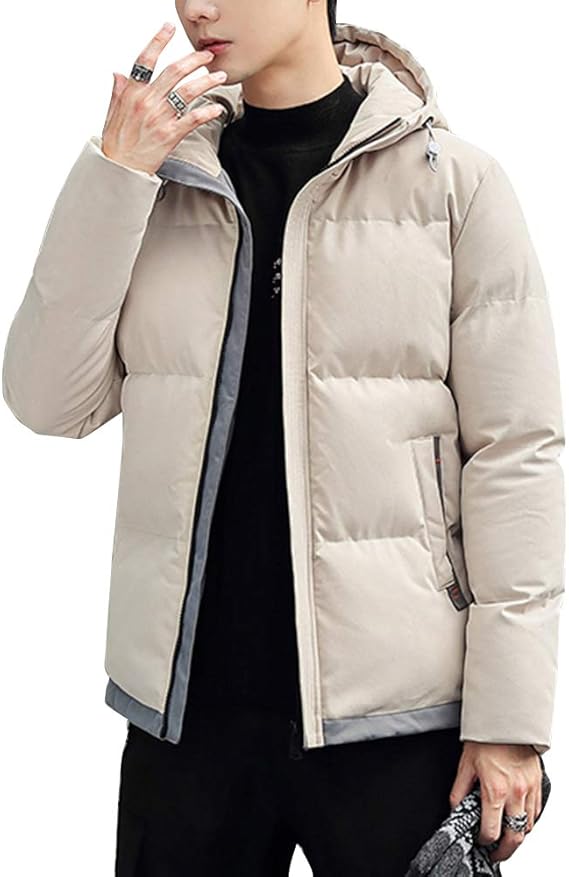 Amazon Foxseon メンズ 中綿ジャケットメンズ アウター 中綿コート 厚手 防寒 防風 春秋冬服 無地 カジュアル フード付き 大きいサイズ コート ジャケット 通販