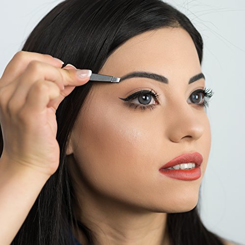 Tweezers Set | Precision Tweezers | Slant & Pointed Tweezers | Tweezers for Eyebrows | Stainless Steel Tweezer Kit | Tweezers for Ingrown Hair, Facial Hair, Splinter, Blackhead & Tick Remover | Black