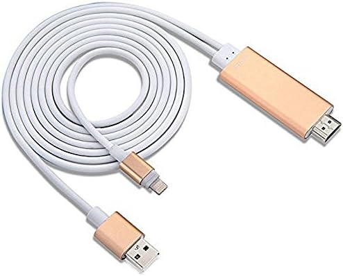 1080P 8 Pin to HDMI Converter Adapter MHL To HDMI Cable HDTV Adapter USB Cable For iPhone 5 6 6S 7 Plus(Gold)