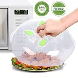 Microwave Plate Cover - Magnetic Hover Function | Microwave Lid Food Cover | Magnetic Microwave Splatter Lid with Steam Vents | 11.8 Inch & BPA-Free