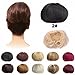 FESHFEN Bridal Hair Bun Updo Scrunchy Scrunchie Hairpiece Wig Hair Ribbon Ponytail Extensions Clips Straight Drawstring Hair Chignons Topknot Knot-2# Darkest Brown Near Black
