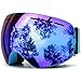 Juli Ski Goggles,Winter Snow Sports Snowboard Goggles with Anti-Fog UV Protection Interchangeable Spherical Dual Lens for Men Women & Youth Snowmobile Skiing Skating Blue
