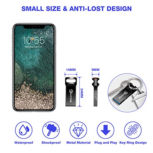 USB Flash Drive 128GB, EIVOTOR Memory Stick USB3.0 Flash Drive Mini Memory Stick Waterproof USB Stick Pendrive Data Traveler Gift for School Office Car PC Kids