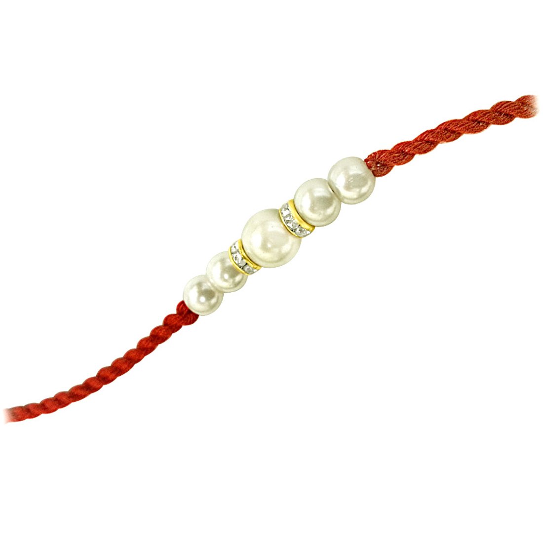 surat diamonds white shell pearl rakhi for brothers (snsh4)