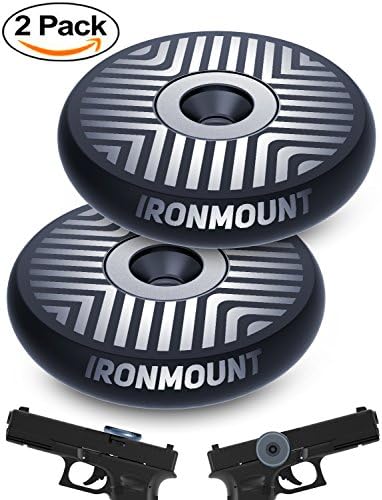 Gun Magnet Mount | 35 Lb Rated Single-Sided Magnetism | Adhesive Magnets | IronMount Rubber Coated Magnetic Gun Mount & Holster | Concealed Holder for Car, Handgun, Pistol, Shotgun, Rifle (2 Pack)