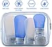 Vumos Travel Bottle Set with Leak Proof Silicone Bottles and Cream Jar in TSA Approved EVA Bag. Suitable for all Toiletries such as Shampoo and Conditioner. Bottles are 3 oz, 2 oz and 1.25 oz - Blue