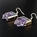 ZENGORI 1 Pair Gold Plated Natural Amethyst Druzy Slice Druzy Dangle Earrings WX014