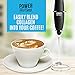 Milk Frother - Black Power Frother - Ultra Durable Electric Handheld - Battery Operated for Coffee, Protein Powder, Collagen, Pre-Workout, Greens, Matcha - Quiet & High Powered - Stand Included