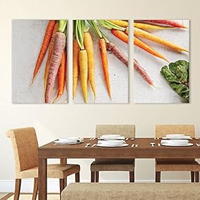 3 Panel Canvas Wall Art - Carrots - Giclee Print Gallery Wrap Modern Home Art Ready to Hang - 16"x24" x 3 Panels