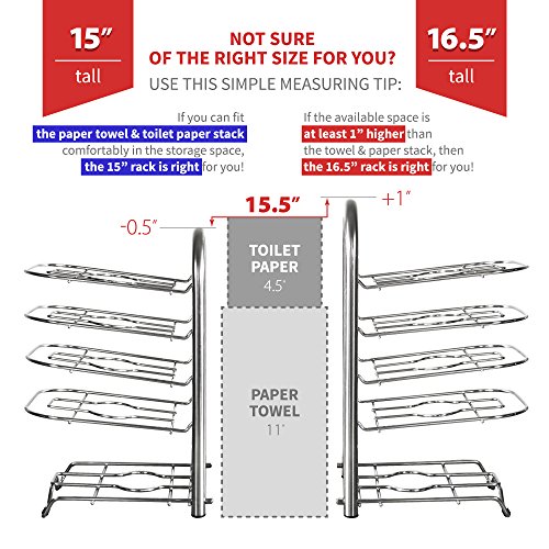 BTH Heavy-Duty Height Adjustable Pot Pan Stainless Steel Organizer Rack 5-Tier: 10, 11 & 12 Inch Kitchenware Cookware Pot Rack Cabinet Countertop Storage Solution (15" Tall)