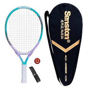 Senston 23″ Junior Tennis Racquet for Kids Children Boys Girls Tennis Rackets with Racket Cover Blue with Cover Tennis Overgrip Vibration Damper