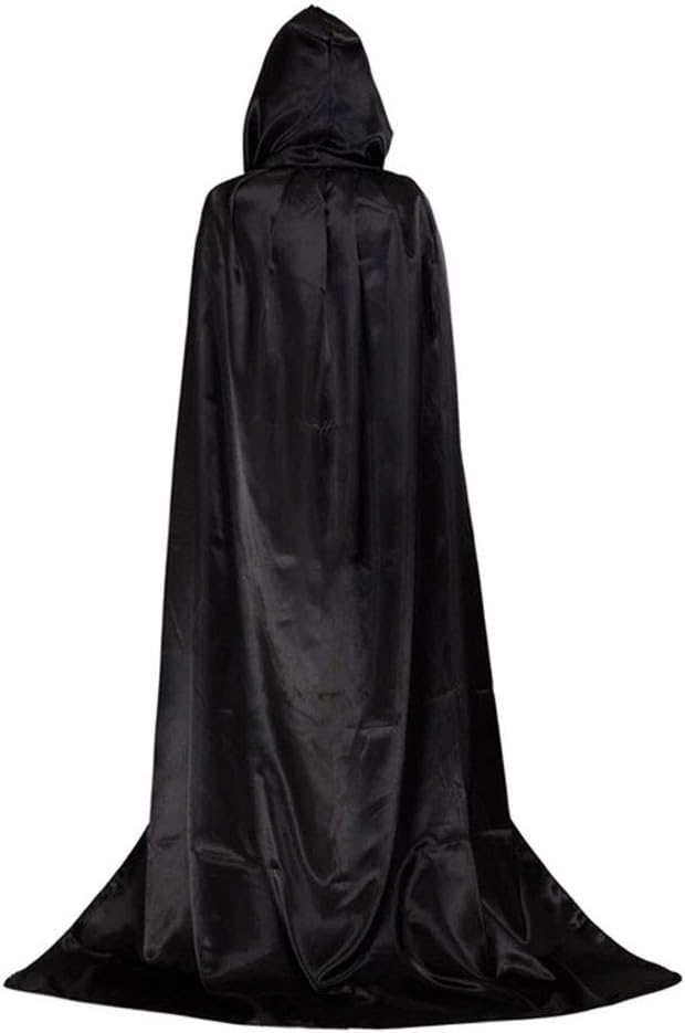 Black Cloak Adult Halloween Costumes Kids Hooded Cap Long Vampire Cosplay Props Party Fancy Clothing - L