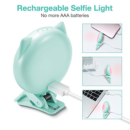 Selfie Ring Light for Camera, OURRY Clip On [Rechargeable Battery] Selfie LED Camera Light [32 LED] Compatible with iPhone, iPad, Sumsung Galaxy, Photography Phones, Tablet, Laptop (Blue) - Thumbnail 3