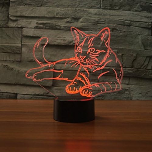HPBN8 LtdCreative Cat Night Light USB Powered Touch Switch Remote Control LED Decor Optical Illusion 3D Lamp 7/16 Colors Changing Brithday Room Decoration