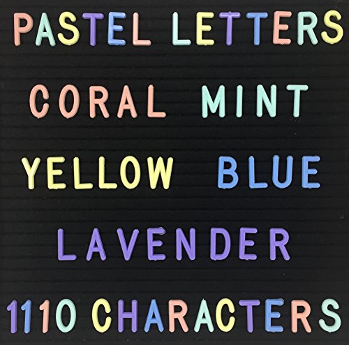Pastel Letter Set for Felt Letter Boards | 5 sets of 222 3/4â€ Letters, Emojis and Symbols | Lavender, Yellow, Mint Green, Blue, Coral | Total Set of 1110 (PASTEL LETTERS & BAG ONLY)