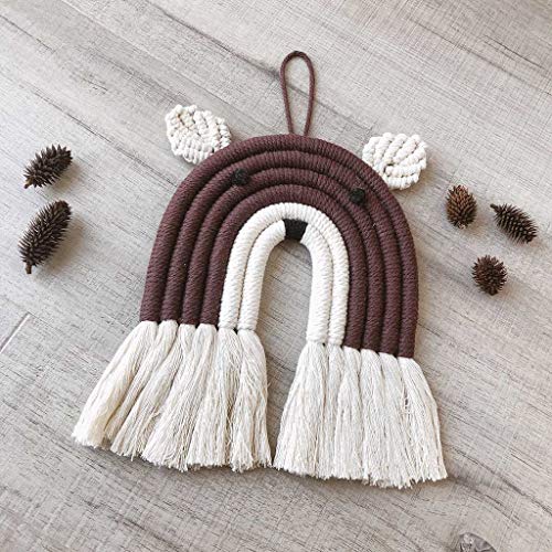 luosh Nordic handgeweven macramé wandtapijt katoenen touw regenboogbeer wandbehang decor - Image 6
