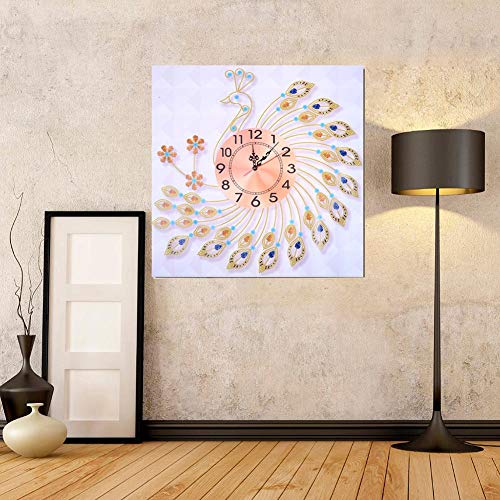 5D Diamond Painting Mosaic Making DIY Special Shaped Diamond Painting Embroidery Peacock Wall Clock Crafts - Thumbnail 3