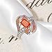 CiNily Orange Opal Rings for Women White Gold Plated Zircon Created Garnet Birthstone Women's Ring Size 9