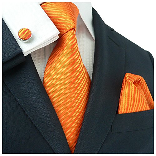 Landisun silk solids mens silk tie set: tie+hanky+cufflinks 26c b…