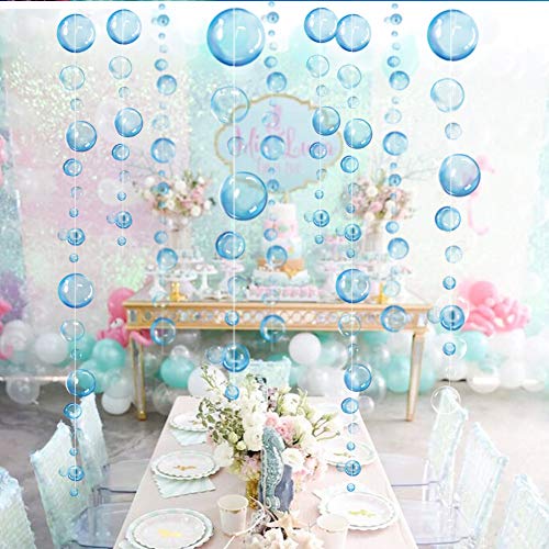 White Transparent Bubble Garlands for Party Decorations Hanging Floating Bubbles Cutout Streamer Background for Mermaid Under The Sea Birthday Home Kids Room Prom Wedding Baby Shower Decor (White)