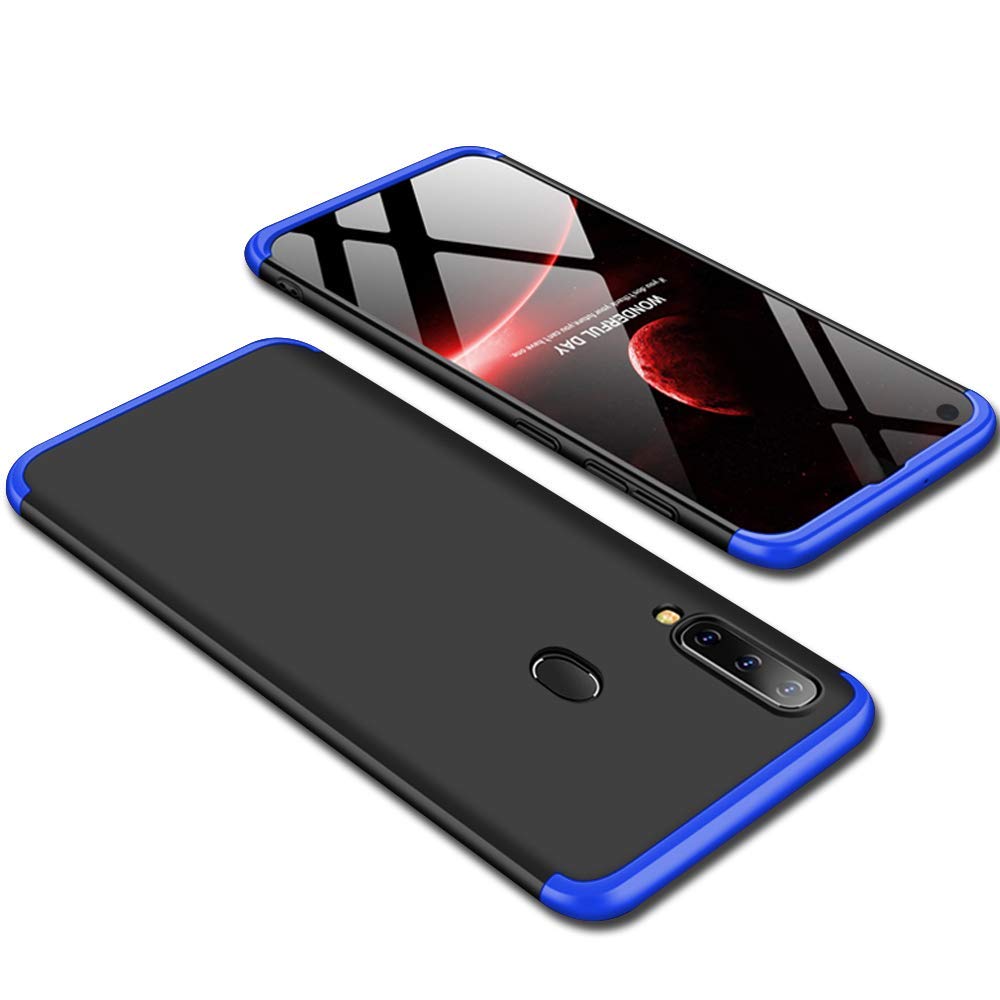  Designerz Hub® Samsung Galaxy M40 Cover Case Ull Body 3 in 1 Slim Fit Complete 3D 360 Degree Protection Hybrid Hard Bumper Back Case Cover for Samsung Galaxy M40 (Black & Blue)