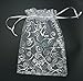 iBUY365 50Pcs Organza Drawstring Pouches Party Wedding White with Silver Gift Bags 5.9