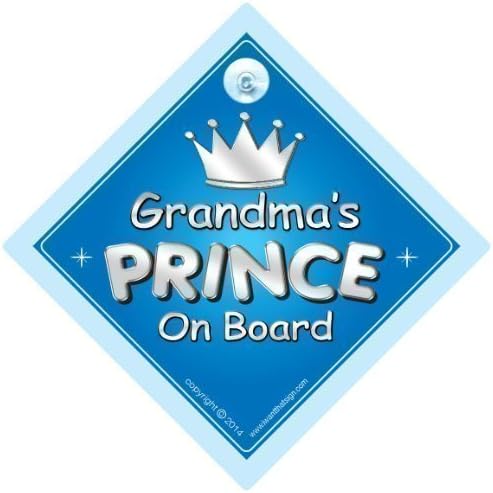 BABY iwantthatsignLTD Grandma's Prince On Board Car Sign, Grandchild, Grandchildren, Car Sign, Baby On Board Sign,Baby On Board, Novelty Car Sign, Baby Car Sign