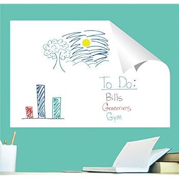 Everase Re-Stic Dry Erase Self-Adhesive Peel & Stick Sheet, (12 x 18 in.) Free Marker & Cloth | Premium Quality Removable Whiteboard Decal/Sticker | Walls, Doors, Desks, Refrigerators