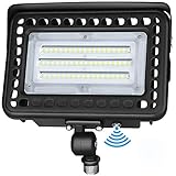 LED Flood Light 60W with 180&deg;Adjustable Knuckle Mount Photocell Dusk to Dawn Outdoor LED Lighting Daylight White 5000K 7800lm 300W MH Equal Waterproof IP65 UL&DLC Listed for Garden Yard, Playground