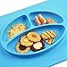 Silicone Baby Placemat + 3 Compartment Food Plate with Silicone Spoon Included - Portable Non Slip Mat - Meal Prep for Feeding Babies Toddlers and Kids - Suction Tables (Blue)