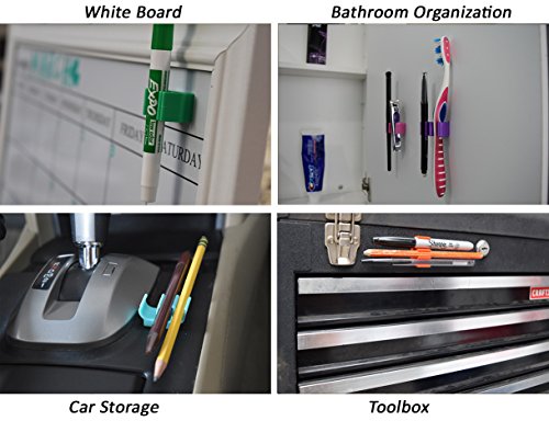 (30 pk) Purple Self Adhesive Pencil Pen and Marker Holder Adhesive Clip - Best Mount Organizer to Stick on The Shelf, Dashboard, Metal Door - Great for delivery Driver, Mail Carrier, delivery Truck - Thumbnail 7