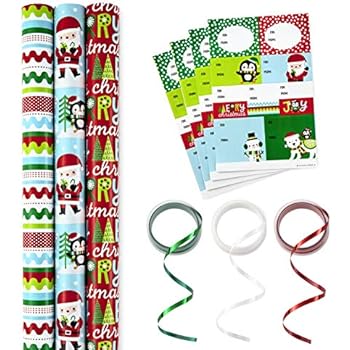 Amazon.com: Red Lime Green CANDY STRIPE Christmas Gift Wrap Wrapping