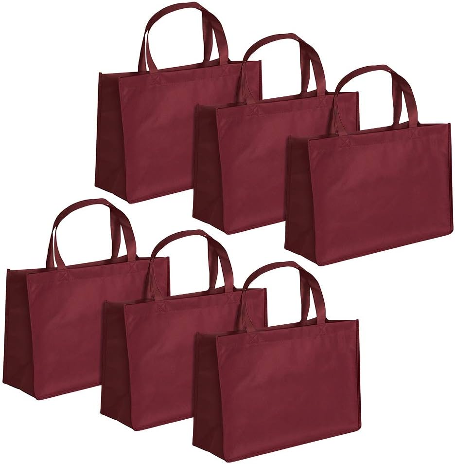 Set of 6 - Reusable Grocery Shopping Bags, Grocery Bags, Grocery Totes Maroon