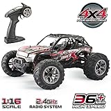 Remote Control Car 4WD, 1:16 RC Cars, 2.4Ghz 36km/h High Speed Off-Road Vehicle, Monster Trucks Gift for Adults & Boys