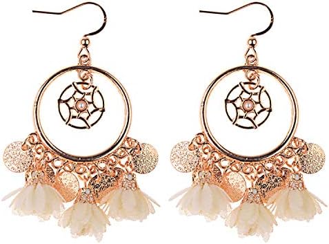 Earrings Woman Fabric Flowers Earring Ethnic Bohemian Fantasy