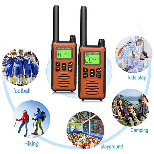 floureon Walkie Talkies for Adults Long Range Two Way Radio 22 Channel 3000M (MAX 5000M) USB Cable Charging Walkie Talkies 4 Pack for Outdoor Adventures Camping Hiking (Orange)