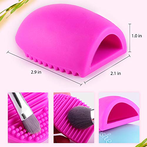 BEAKEY Makeup Brush Cleaner Mat & Makeup Brush Cleaning Egg, Portable Silicone Cosmetic Washing Tool with Suction Cups - Big Size / 2Pcs - Thumbnail 4