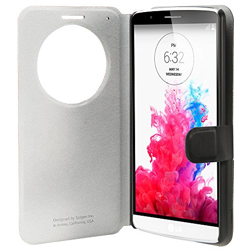 LG G3 Case, Spigen [Stand Feature] LG G3 Case Flip [Flip View] [Metallic Black] - Premium Slim Flip Cover Folio Case with View