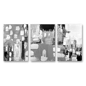 wall26 3 Panel Canvas Wall Art Black and...