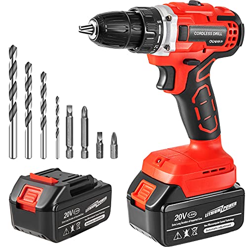 VEVOR Akkuschrauber, 20 V 2 Ah Akku Schlagbohrmaschine 35 Nm Maximales Drehmoment Akku Schlagschrauber mit 2 Batterien…