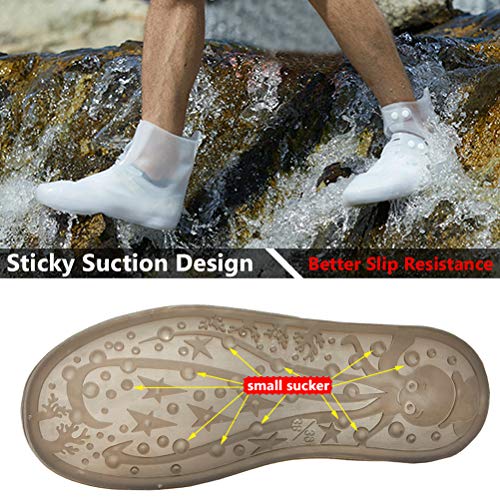 USHTH Waterproof Rain Boot Shoe Cover The Reusable Slip-Resistant Overshoes with Excellent Elasticity and Foldable (Black-XL)