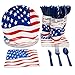 Juvale Patriotic American Party Supplies (Serves 24) Knives, Spoons, Forks, Paper Plates, Napkins, Cups primary