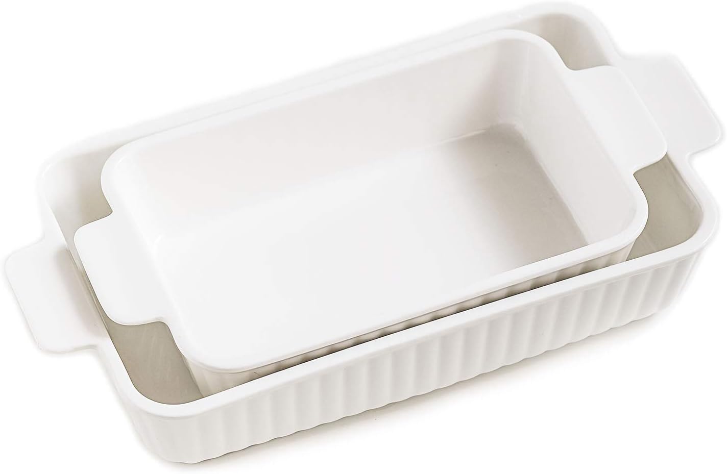 Swuut Bakeware Set, Small White Ceramic Baking Dish, Rectangular