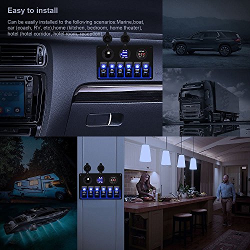 image for DCFlat 5 Pin 4 Gang/6 Gang Car Marine Boat Circuit RV LED Rocker Switc