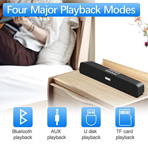 Computer Speakers, Bluetooth Speakers Computer Sound Bar, USB Powered Multifunctional Home Theater Desktop Soundbar Speaker with 10W Dual-Driver Stereo Sound, Rich Bass, 3 ft Bluetooth Range