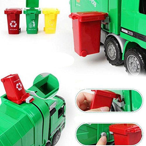 AITING Kids Push Toy Vehicles Garbage Truck's Trash Cans