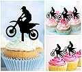TA0198 Extreme Motocross Racing Silhouette Party Wedding Birthday Acrylic Cupcake Toppers Decor 10 pcs
